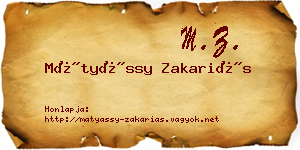 Mátyássy Zakariás névjegykártya